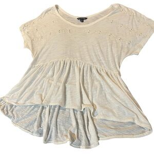 American Eagle Outfitters Cream Cap Sleeve Tunic